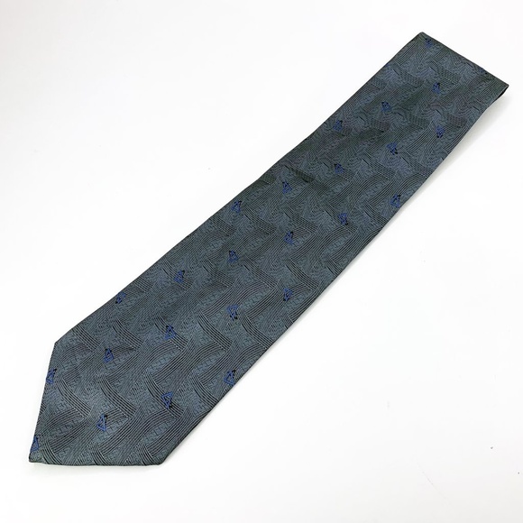 David Taylor Tie Blue Geometric Pattern - Picture 4 of 6